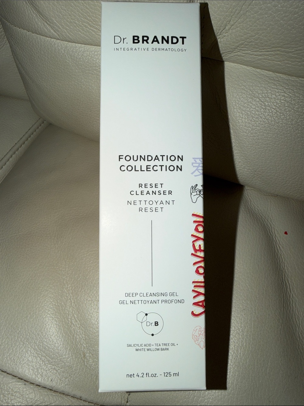 Dr. Brandt Reset Cleanser in White Packaging with Red Accent NEW IN THE BOX